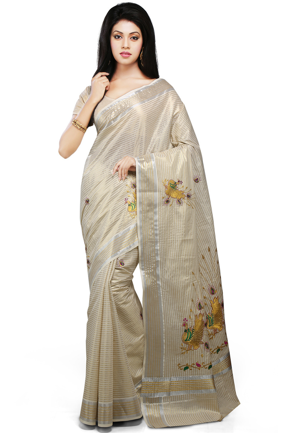 kasavu saree draping