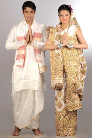 Assamese Couple Traditional Dress Assam Stock Vector (Royalty Free)  2188579183 | Shutterstock