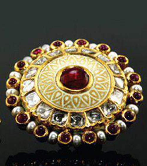 MRNG118M - Pink Color Gold Plated Jadau Kundan Ring – Mortantra