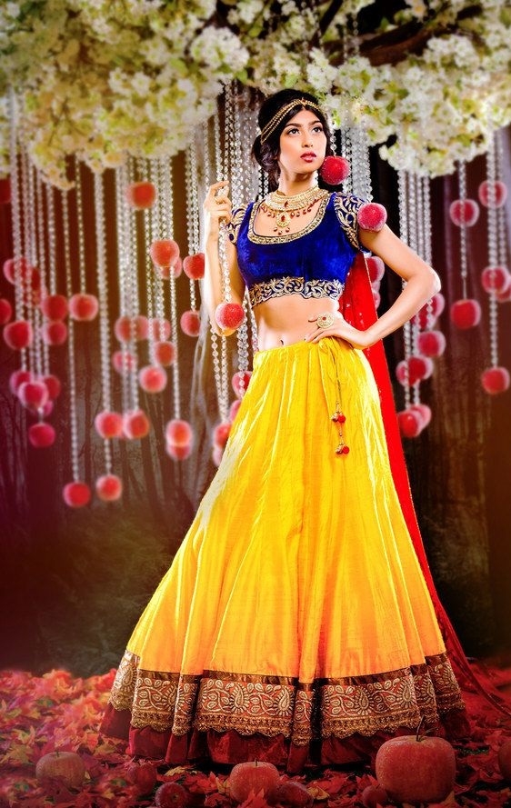 Blue Shades Silk Umbrella Lehenga Choli Elegant Dress, Design LHG #463