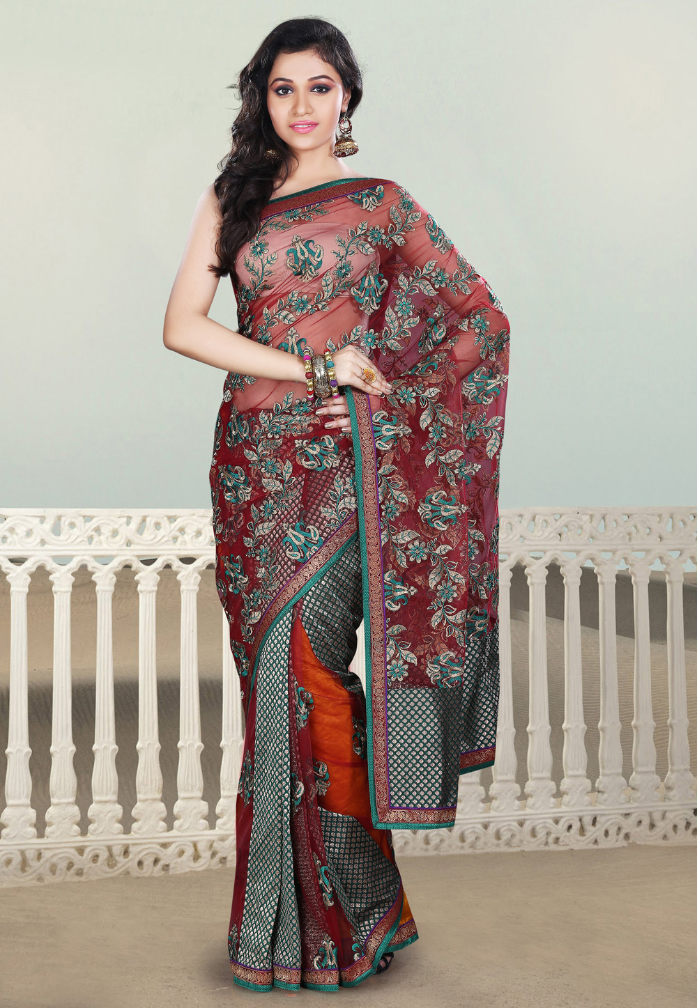 bandhej-printed-chinon-silk-saree-in-purple-v1-syc11255_1 - Utsav Fashion  Blog