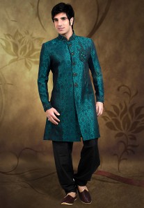 Teal Green Achkan at Utsav Fashion